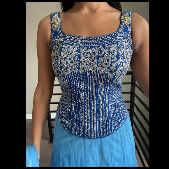 Designer blue ombré lehenga - Picture 4 of 13
